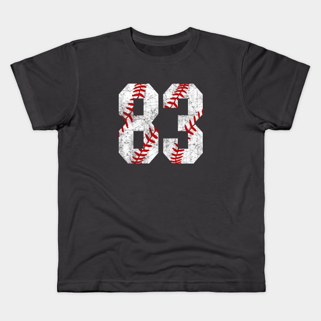 Vintage #83 Baseball Laces Baseball Mom Jersey Love Baseball Kids T-Shirt by TeeCreations